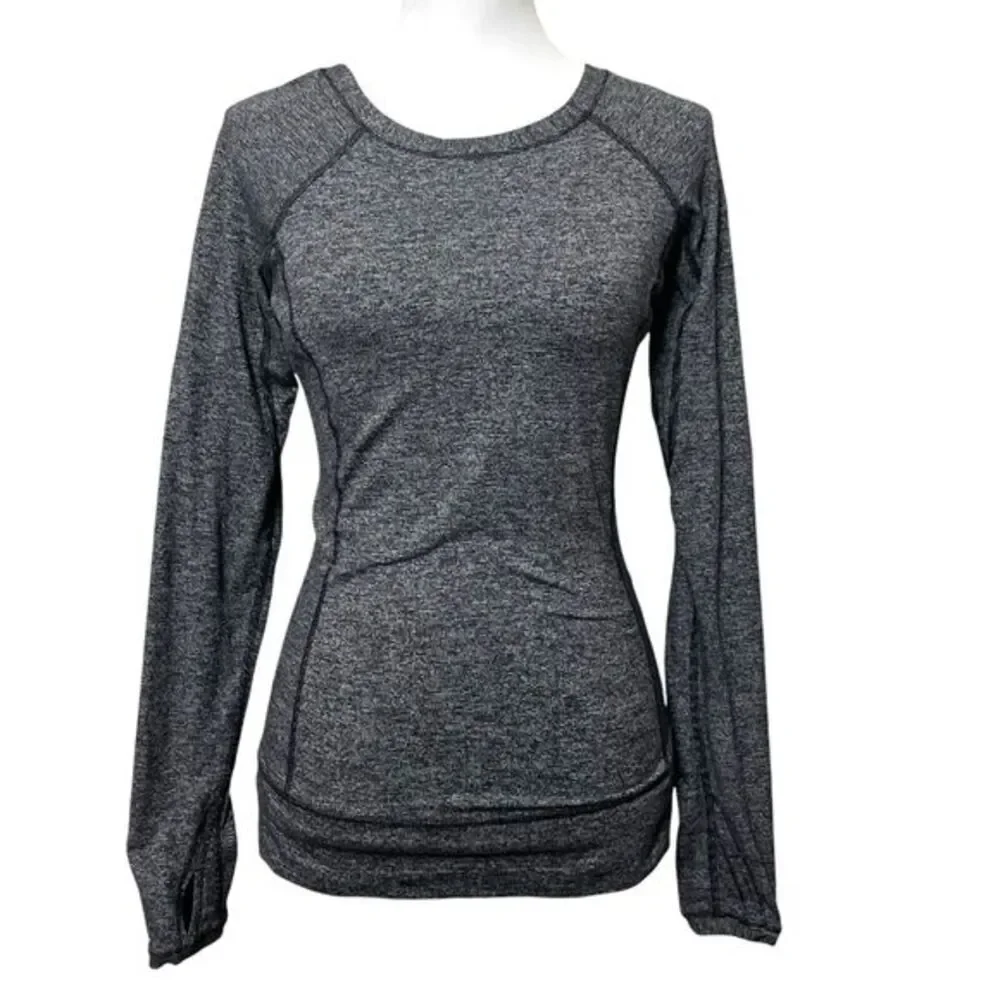 Lululemon Race Your Pace Long Sleeve Shirt In Wee‎ Stripe Heathered Black Size 4